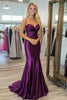 Load image into Gallery viewer, Plum Satin Sheath Sweetheart Long Prom Dress