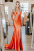 Load image into Gallery viewer, Orange Stretch Satin Sweetheart Mermaid Prom Dress with Slit