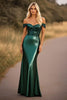 Load image into Gallery viewer, Sparkly Dark Green Off the Shoulder Mermaid Sequins Maxi Prom Dress