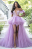 Load image into Gallery viewer, Tulle Light Purple High-Low Prom Dress with Ruffles