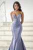 Load image into Gallery viewer, Dusty Blue Sweetheart Satin Prom Dress with Appliques