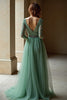 Load image into Gallery viewer, Agave V-Neck Tulle Applique A Line Prom Dress with Slit