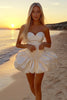 Load image into Gallery viewer, Queendancer Women White Little White Dress Satin Sweetheart Mini Short Party Dress