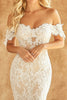 Load image into Gallery viewer, Boho White Lace Off the Shoulder Mermaid Sweep Train Wedding Dress