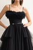 Load image into Gallery viewer, Black Spaghetti Straps A Line Long Formal Dress with Slit