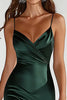 Load image into Gallery viewer, Dark Green Stretch Satin Spaghetti Straps Long Formal Dress