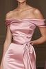 Load image into Gallery viewer, Blush Satin Off the Shoulder Mermaid Long Formal Dress