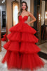 Load image into Gallery viewer, Red Sweetheart Ball Gown Tulle Long Prom Dress