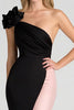 Load image into Gallery viewer, Sheath Satin Black Blush One Shoulder Formal Dress with Flowers