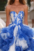 Load image into Gallery viewer, Blue White Corset Sweetheart Ball Gown Long Prom Dress