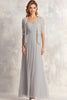 Load image into Gallery viewer, Silver Square Neck Floral Mother of the Bride Dress with Lace