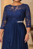 Load image into Gallery viewer, Navy Glitter Chiffon Flowy Mother of the Bride Dress with Lace