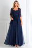 Load image into Gallery viewer, Navy 2 Piece A Line Mother of the Bride Dress with Lace Jacket