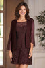 Load image into Gallery viewer, Cabernet Lace Short Mother of the Bride Dress with Jacket