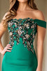 Load image into Gallery viewer, Green Off The Shoulder Satin Mother of the Bride Dress with Slit