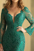 Load image into Gallery viewer, Dark Green Off The Shoulder Long Sleeves Lace Mother of the Bride Dress with Slit