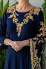 Load image into Gallery viewer, Navy Chiffon Lace Mother of the Bride Dress with Cape