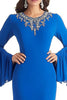 Load image into Gallery viewer, Royal Blue Embroideried Mother of the Bride Dress with Flowy Long Sleeves