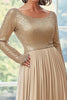 Load image into Gallery viewer, Golden Scoop Neck Chiffon Mother of the Bride Dress with Pleated