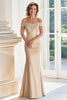 Load image into Gallery viewer, Champagne Sheath Off The Shoulder Mother of the Bride Dress with Lace