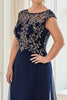 Load image into Gallery viewer, Navy Tulle Sheath Mother of the Bride Dress with Lace