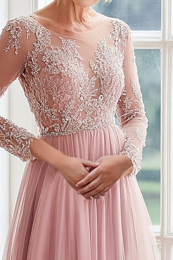 Blush A Line Tulle Mother of the Bride Dress with Lace