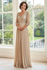 Load image into Gallery viewer, V-Neck Champagne A Line Mother of the Bride Dress with Pleats