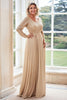 Load image into Gallery viewer, Sparkly V-Neck Champagne A Line Mother of the Bride Dress