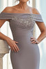 Load image into Gallery viewer, Chic Grey Satin Mother of the Bride Dress with Lace