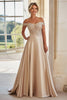 Load image into Gallery viewer, Off The Shoulder Champagne Lace Mother of the Bride Dress with Beadings