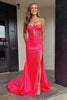 Load image into Gallery viewer, Fuchsia Ruched Strapless Keyhole Long Prom Dress with Slit