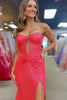 Load image into Gallery viewer, Fuchsia Ruched Strapless Keyhole Long Prom Dress with Slit