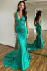 Load image into Gallery viewer, Green V-Neck Mermaid Sparkly Prom Dress with Beading