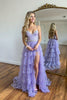 Load image into Gallery viewer, Lilac Spaghetti Straps Tulle Tiered Long Prom Dress