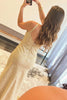 Load image into Gallery viewer, Sparkly Golden V-Neck Sheath Long Prom Dress with Slit