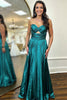 Load image into Gallery viewer, Metallic Dark Green Sweetheart A Line Prom Dress