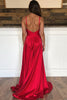 Load image into Gallery viewer, Red V-Neck Backless Satin Long Prom Dress with Slit