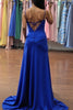 Load image into Gallery viewer, Royal Blue Ruched Spaghetti Straps Prom Dress with Slit