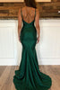 Load image into Gallery viewer, Dark Green Mermaid V-Neck Satin Long Prom Dress