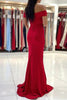 Load image into Gallery viewer, Elegant Red Off the Shoulder Sheath Long Prom Dress with Slit