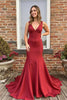 Load image into Gallery viewer, Red V-Neck Mermaid Backless Long Prom Dress