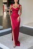 Load image into Gallery viewer, Burgundy Sweetheart Sheath Ruched Prom Dress with Slit