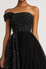 Load image into Gallery viewer, Black Ball Gown Sparkly One Shoulder Long Formal Dress with Slit