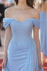 Load image into Gallery viewer, Glitter Sky Blue Off the Shouder Chiffon Formal Dress with Lace