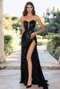 Load image into Gallery viewer, Sweetheart Sparkly Black A Line Prom Dress with Slit