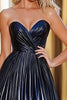 Load image into Gallery viewer, Navy Sweetheart Pleated A Line Prom Dress with Ruch