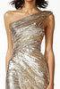 Load image into Gallery viewer, Sparkly Golden One Shoulder Ruched Prom Dress with Slit