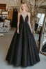 Load image into Gallery viewer, Chic Black A Line Spaghetti Straps Prom Dress with Lace