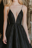 Load image into Gallery viewer, Chic Black A Line Spaghetti Straps Prom Dress with Lace