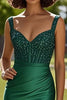 Load image into Gallery viewer, Sparkly Dark Green Corset Beaded Long Prom Dress with Slit